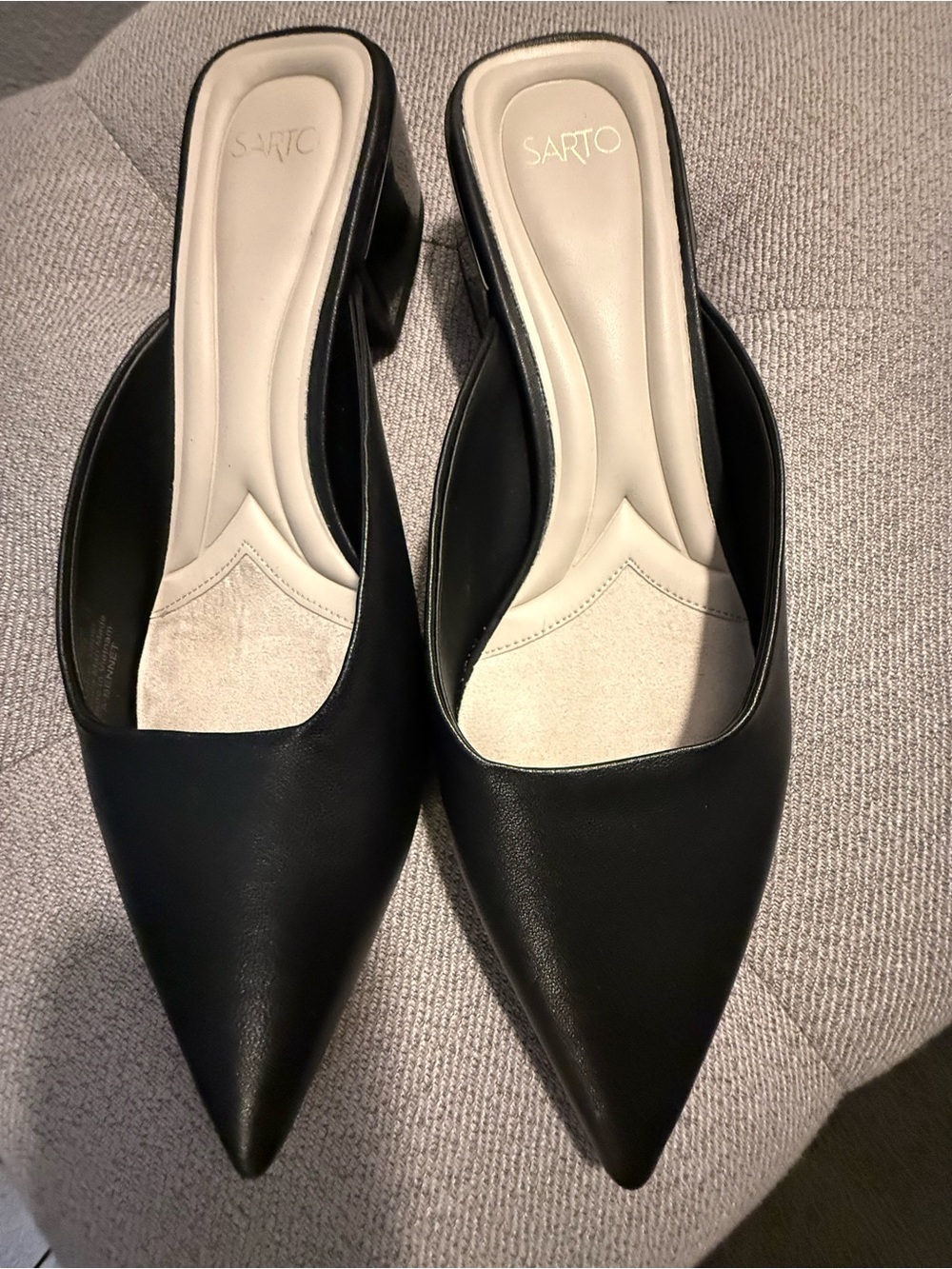 Franco Sarto Black Pointed Slip-On Mules - worn once